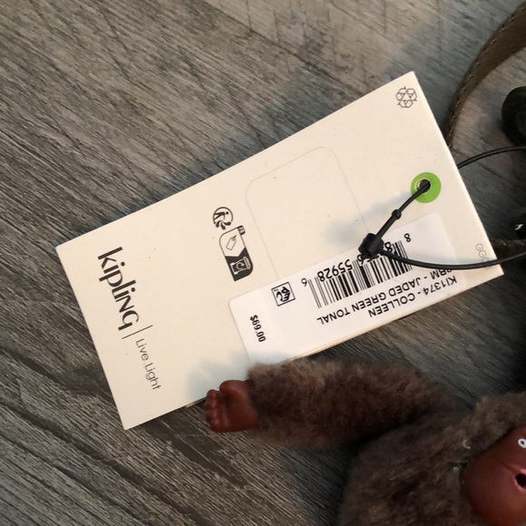 Kipling Colleen 100% Polyester Jaded Green Tonal Crossbody + Monkey Key Chain - Picture 4 of 14